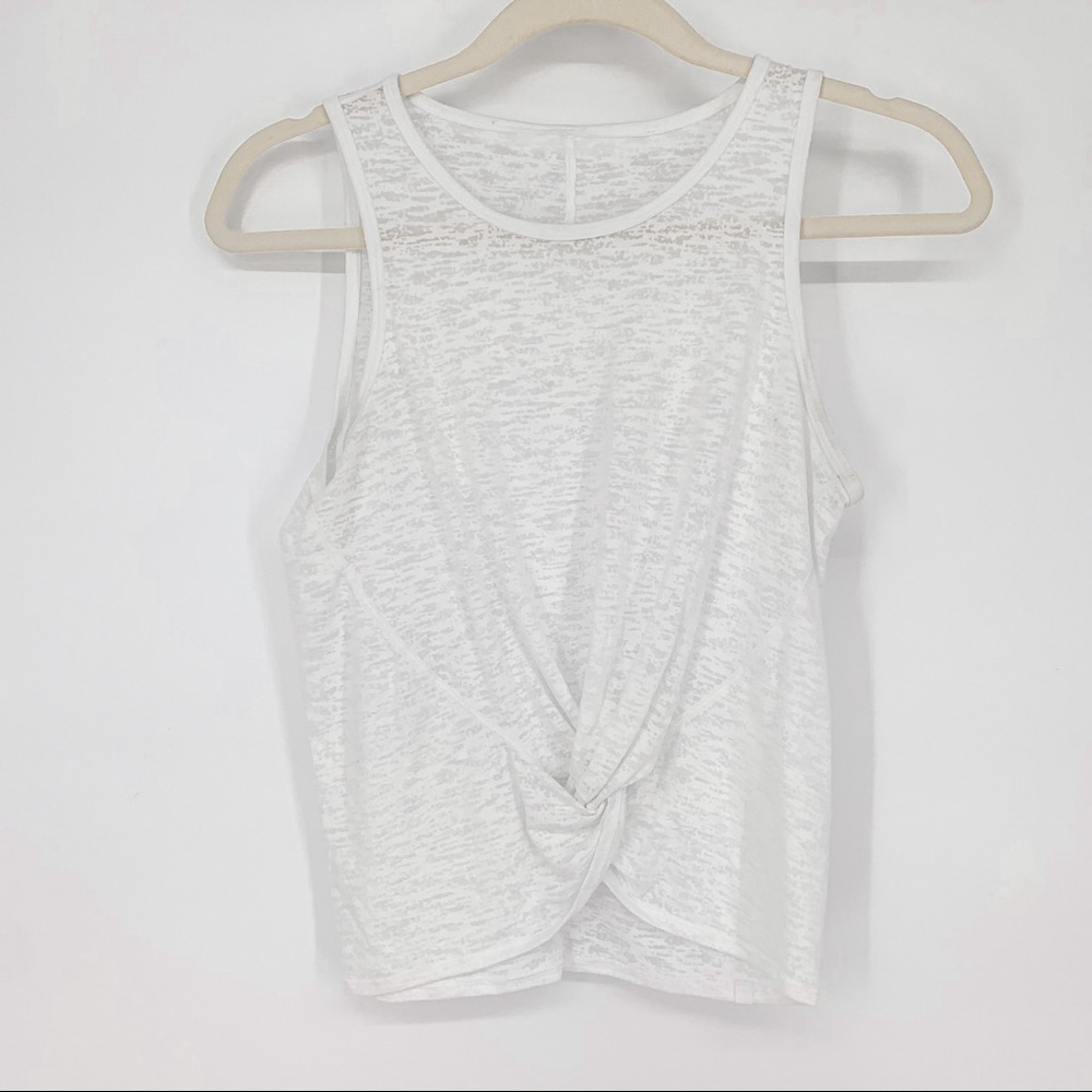 Lululemon White Burnout Tie Front Tank Size 4